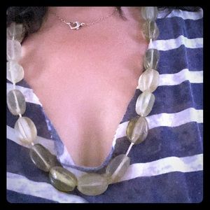 Recycled green glass beaded necklace